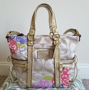 Coach Poppy Daisy Applique Glam Bag